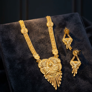Venta al por mayor formando collares largos chapados en oro de 14K 18K 24K, joyería tradicional, joyería de moda, joyería de latón de lujo llena de oro - Product Image 2