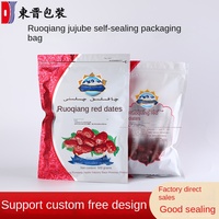 Sacs d'emballage de nourriture pour animaux de compagnie de sucre dattes rouges personnalisées fermeture à glissière 3 joints latéraux pochette debout en plastique PE PET fenêtre anti-odeur pour la gelée