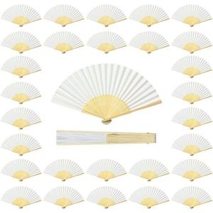 Abanico de Mano de Bambú de 21 cm con Logotipo Personalizado de Primera Calidad, Diseño de Dibujos Animados, Duradero, Fácil de Transportar, Estilo Romántico en Plástico Blanco - Product Image 1