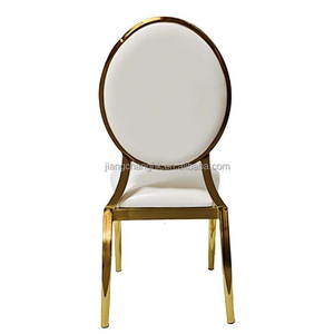 Silla de Boda de Lujo con Respaldo Redondo, Metálica, Cromada en Oro, para Hotel o Salón de Banquetes - Product Image 4