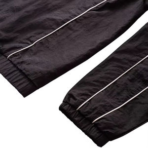 Zip Soft Shell Crinkle Breathable <b>Plus</b> <b>Size</b> Track <b>Pants</b> <b>2</b> <b>Piece</b> <b>Set</b> Men Streetwear Piping Elastic Cuffs Unisex Nylon Windbreaker - Product Image 4