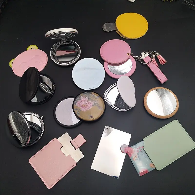 China factory wholesale DIY different sizes customizable handmade metal plastic mirror with opp bags makeup tools mirror