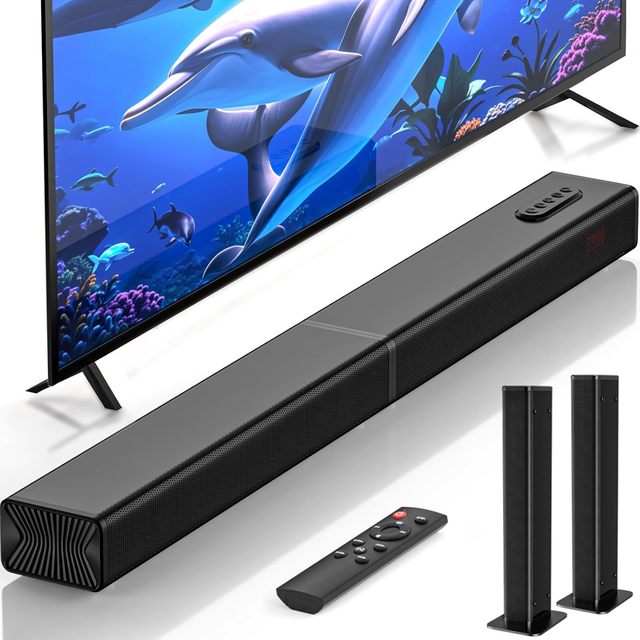 Detachable Sound Bars for TV Home Theater, Built-in Dual Subwoofers and 4 Speakers, 3D Stereo Surround Bluetooth Speaker System