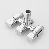 Robinet d'arrêt d'angle en laiton à une entrée et trois sorties pour machine à laver, adaptateur répartiteur 1-vers-3 multifonction pour eau chaude PN16