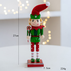 LS-549 Figurine de roi casse-noisette en bois de Noël, Elfe Vert, 27 cm, Ornement de Noël - Product Image 6