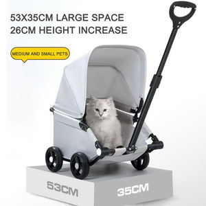 Nouvelle poussette pliable de luxe réglable et lavable <span class=keywords><strong>pour</strong></span> animaux de compagnie (chats et chiens) 2025 – Chariot à 4 roues pliable de haute qualité <span class=keywords><strong>pour</strong></span> la marche et les voyages en extérieur - Product Image 4