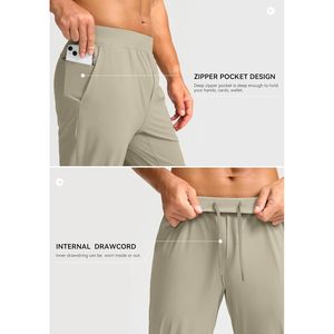 2025 Pantalones deportivos ligeros para hombre, bolsillos con cremallera, gimnasio, Golf, entrenamiento, Joggers, caqui, L, para correr en pista - Product Image 5