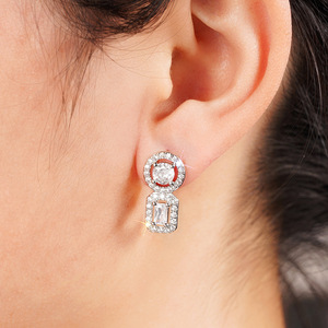 Eleganti Orecchini Pendenti Geometrici da Sposa per Donne, Gioielli Chic Minimalisti con Zirconi, Regalo di Moda - Product Image 3