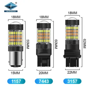 Двухцветные 1157 7443 3157 T25 T20 3014 96SMD двухцветные переключаемые светодиодные лампы, стоп-сигналы, белые, желтые сигнальные светодиодные лампы DRL