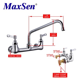 Treo Tường Bếp Vòi <span class=keywords><strong>6</strong></span> Inch Và 8 Inch <span class=keywords><strong>Centerset</strong></span> Brass Chrome Treo Tường Bếp Vòi Với Kim Loại Lever Xử Lý - Product Image 3