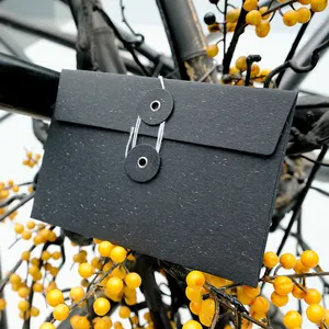 Vintage Simple Original Ecology Special Paper Premium Quality Ins Black Wallet Envelope With String Closure Essential