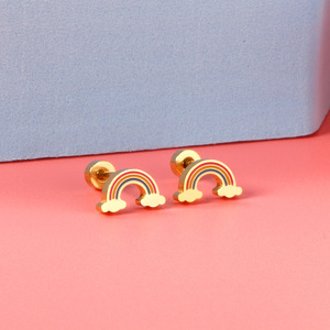 Rainbow Stud Earrings Zinc Alloy Cartoon Design Gift For Women Fashion Jewelry - Product Image 3
