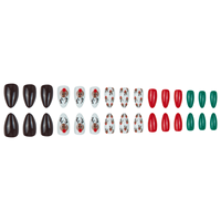 Faux Ongles de Noël en Forme de Renne, Courts et Moyens, Faits Main, Rouge et Vert, pour l'Hiver et les Fêtes, Fournisseur en Gros