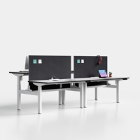 Bureau moderne durable de luxe avec moteur électrique unique, bureau assis-debout, élévateur d'ordinateur, cadre blanc, hauteur réglable