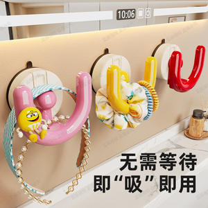 Support de rangement pour accessoires capillaires mural à ventouse, sans perçage, finition brillante, forme ronde - Product Image 4