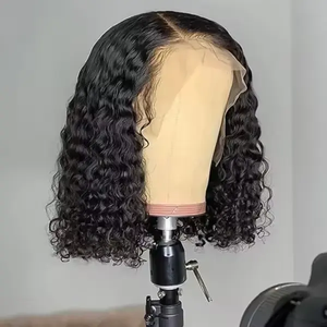 <span class=keywords><strong>Perruque</strong></span> Lace Front Cheveux Indiens Vierge Remy Humains, Courte, Ondulée Effet Mouillé, Bob, Ondulation Naturelle, Lisse Crépu, Dentelle HD Transparente - Product Image 2