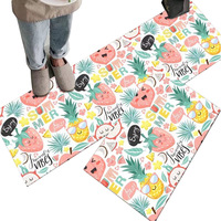 Tapis de sol de cuisine long et absorbant l'eau et l'huile, antidérapant, motif animaux de dessin animé