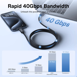 Hyto 240W 8K60Hz PD3.1ชาร์จเร็ว40Gbps สายเคเบิล Thunderbolt 4สาย USB4 Type C สำหรับโทรศัพท์แล็ปท็อป - Product Image 2