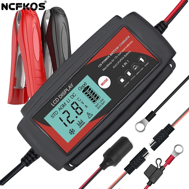 NCFKOS 12V6A 14.4V4.5A 100W LCD Display 12V Battery Charger LiFePO4 Batteries Charger Lead Acid Battery Charger