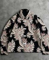 Kemeja Pria Ukuran Besar Lengan Panjang Kancing Katak Cina Motif Batik Paisley Cetak Vintage Jaket Kasual Etnik untuk Streetwear