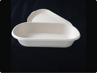 Boîte à lunch ovale à compartiment unique de 800 ml, jetable, simple, pour repas, en bagasse de canne à sucre biodégradable, pour salades et plats légers