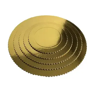 Base de bolo de papelão comprimido descartável personalizada redonda de ouro