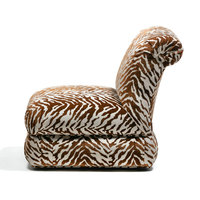 Fauteuil d'appoint de luxe post-moderne grand format Donghia en velours imprimé tigre, sans accoudoirs, design chaise longue pour chambre, villa, balcon
