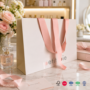 Bolsa de <span class=keywords><strong>Papel</strong></span> Rosa de Lujo Personalizada con Asa de Cinta y Asa Troquelada <span class=keywords><strong>para</strong></span> Empaque de Ropa, Bolsa de Regalo Rosa <span class=keywords><strong>para</strong></span> Boutique al por Mayor - Product Image 2