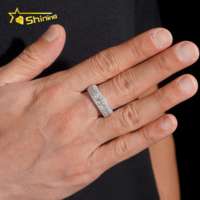Bague personnalisée pour homme en moissanite, bijoux fins, argent 925, moissanite taille Asscher 3 mm, bague de fiançailles, bague de mariage, bague hip-hop