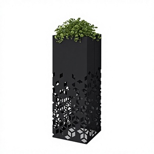 Macetero Moderno de Hierro Negro con Diseño de Patrón de Árbol, Decoración de Jardín para Exteriores, Acabado con Recubrimiento en Polvo - Product Image 3
