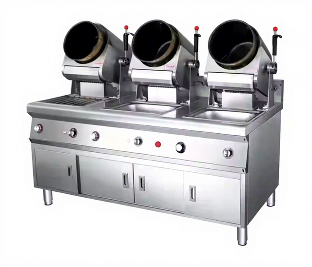 Factory Customize  110V/220V Mutil Pots  Drum Rotary Automatic Cooking Wok Machine Commercial Restaurant Robotic Wok With Sink