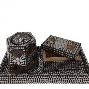Tablero de MDF ecológico hecho a mano con diseño creativo, juego de bandeja Bakhoor con incrustaciones de Metal, quemador de incienso, decoración de lujo para el hogar y el Hotel - Product Image 1