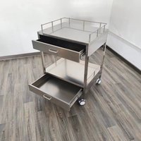 Chariot médical moderne en acier inoxydable de haute qualité, durable, mobilier hospitalier, chariot de soins infirmiers à 2 tiroirs, soins intensifs