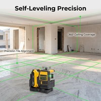 Laser vert haute précision 12 lignes, batterie au lithium, auto-nivelant 360° °   Niveau laser de qualité industrielle pour usage intérieur et extérieur