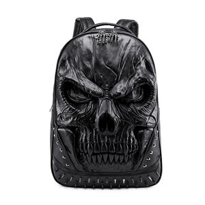 Mochila de calavera de Halloween 3D PU cuero <span class=keywords><strong>Steam</strong></span> Punk remache personalidad mochilas mochila de viaje mochila para ordenador portátil - Product Image 1