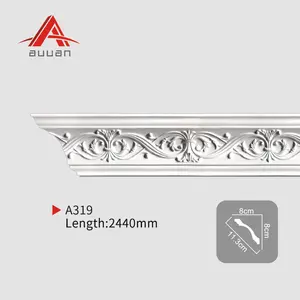 Guangzhou supplier interior primed white paintable decorative polyurethane pvc ceiling moulding cornice