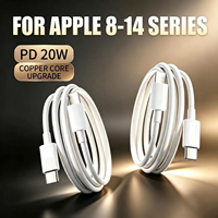 Câble de charge pour téléphone en gros, câble USB de charge rapide PD 20W, câble de données Type-C vers 8 broches pour chargeur iPhone 14 Pro Max 13 12 TPE