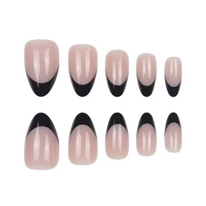 Tamaños XXL y XL <span class=keywords><strong>Uñas</strong></span> postizas Ataúd corto Almendra Patrones cuadrados Diseño francés <span class=keywords><strong>Uñas</strong></span> artificiales <span class=keywords><strong>para</strong></span> aplicación <span class=keywords><strong>de</strong></span> belleza - Product Image 6