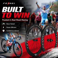Set Roda Sepeda Jalan Raya Karbon Ferei T Series 700C T700 Aero Tubeless Ready Disc Brake dengan Hub AOTOAO yang Dipatenkan