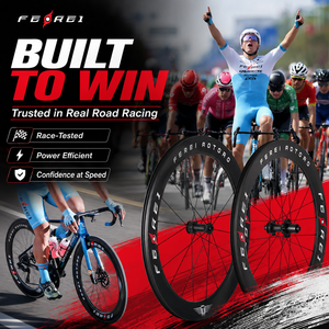 Jeu de roues de vélo de route en carbone <span class=keywords><strong>Ferei</strong></span> T Series 700C T700 Aero Tubeless Ready avec freins à disque et moyeu breveté AOTOAO - Product Image 1