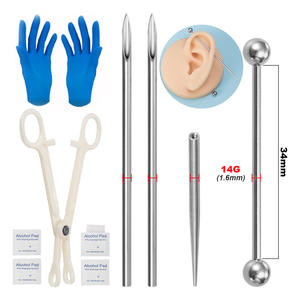 Kit profesional de Piercing para el cuerpo, oreja, labio, lengua, nariz, ombligo, conjunto de anillos para pezones, guía de piercing - Product Image 4