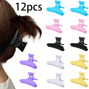 Wowei Lot de 12 pinces à cheveux papillon avec logo personnalisé et poignée antidérapante pinces croco crocodile <span class=keywords><strong>outil</strong></span> de salon de coiffure pour filles - Product Image 1