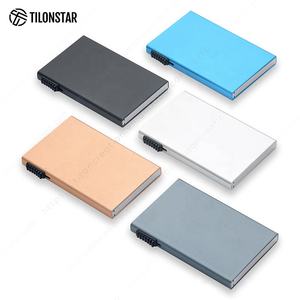 TILONSTAR TWM300, tarjetero emergente de aluminio Delgado minimalista con logotipo personalizado y función de bloqueo RFID - Product Image 2