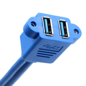 USB 3.0 Adapter <b>Cable</b> 19 Pin To Dual Port <b>Computer</b> Front Panel Extension With Shielded PVC Jacket Pure Copper Conductor - Product Image 2