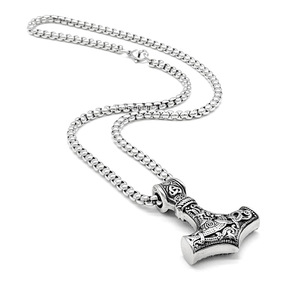 Collana vyking Mjolnir acciaio inossidabile ciondolo martello con maglia bohémien forza amuleto ispirato alla <span class=keywords><strong>mitologia</strong></span> norrena - Product Image 4