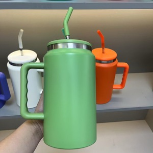 Vaso Térmico de Viaje de Acero Inoxidable con Asa, 50oz, Doble Pared, Aislamiento al Vacío, Antiderrames, Mantiene Temperatura 6-12h, con Tapa, Popote y Base Antideslizante, OEM - Product Image 1