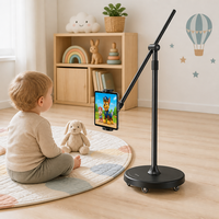 Support de tablette roulant L68S le mieux noté, base lestée 4 kg, bras long 64 cm, 5 roues, hauteur réglable, en métal stable pour canapé