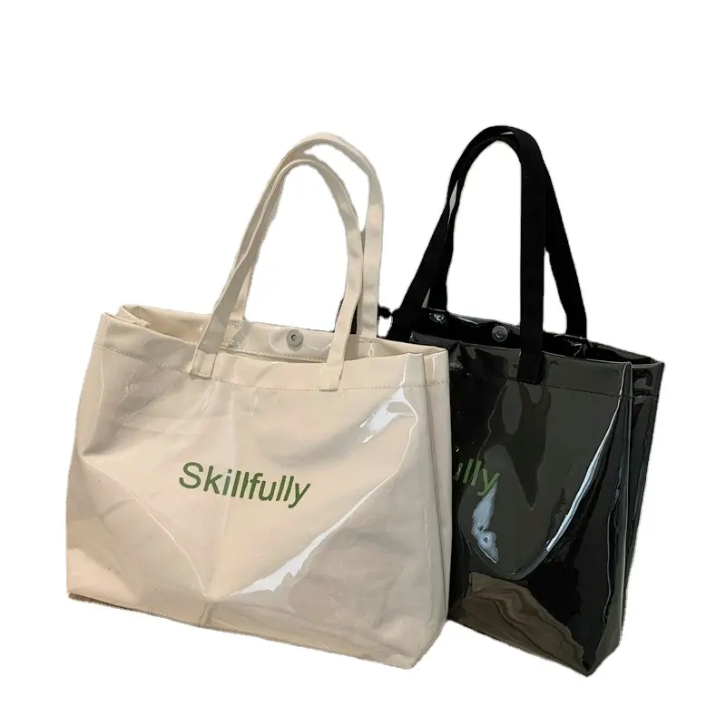 Pvc Canvas Fabric For Bags Wholesale Promotional Waterproof Clear PVC Transparent Tote Shopping Bag Pvc Canvas For Bags