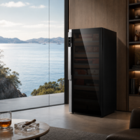 Humidor de luxe noir pour cigares avec écran LCD, refroidissement par cascade d'air, étagères en bois de cèdre espagnol, capacité 1000-1200 cigares
