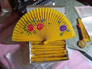 Customizable 23cm Folding Bamboo Wood Fans <b>Hand</b> Held Eco-Friendly Souvenir Both Sides Printed Lacquer Wooden Finish Custom Logo - Product Image 4